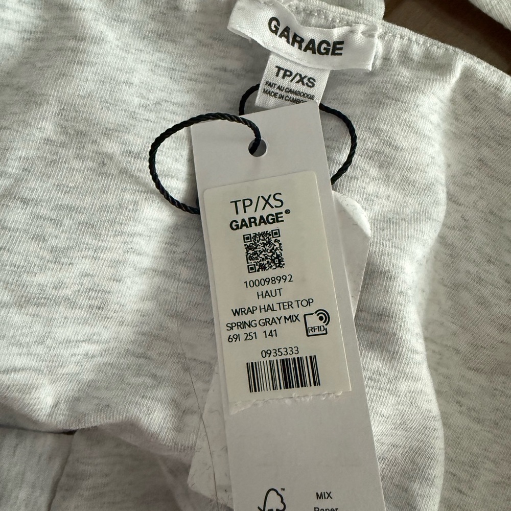 Garage Grey Cropped Wrap Halter Top NWT Size XS - Picture 6 of 6